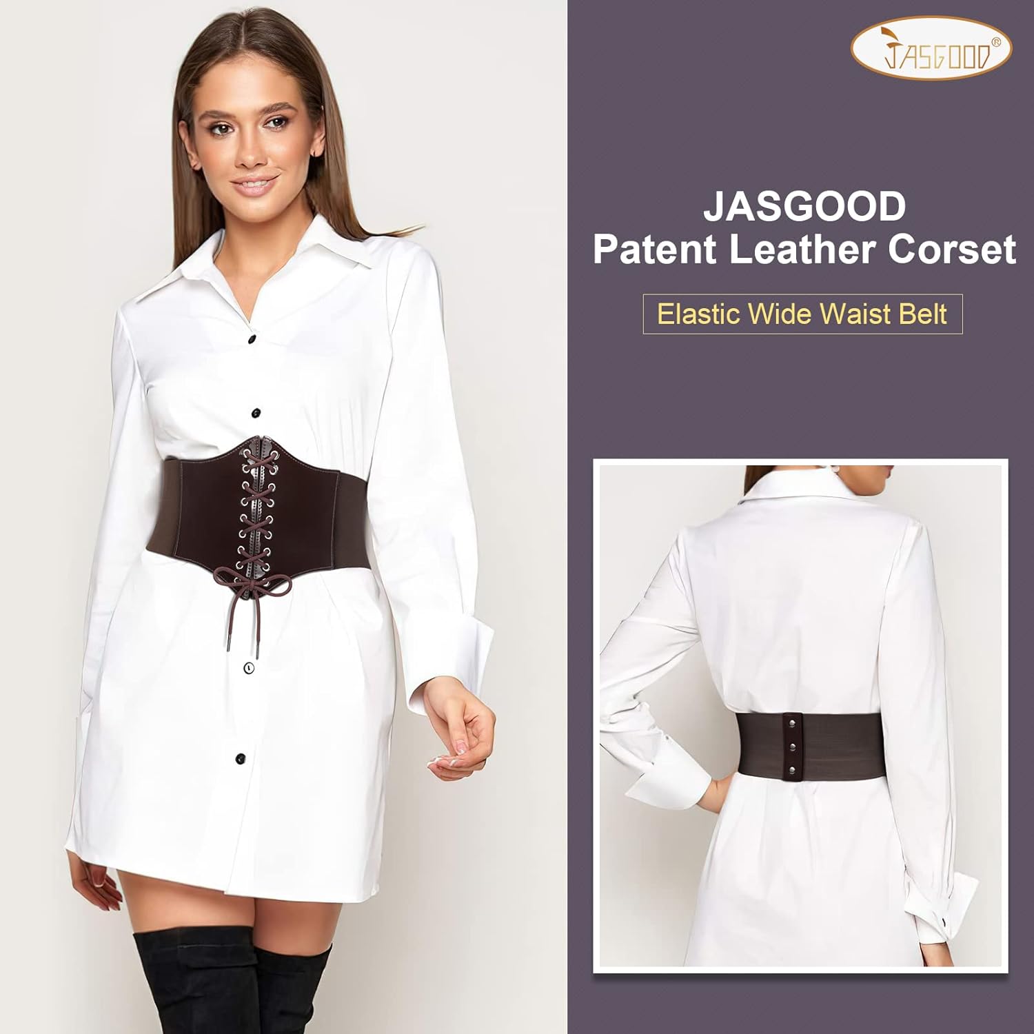3812 7 Inch Wide Lattice Corset Waspie Elastic Waist Belt (white Moessa Women main image 4