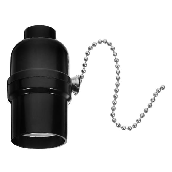 OUNONA Black Ceiling Light Fixture with Pull Chain E27 Socket Adapter for Home and Indoor Lighting Use