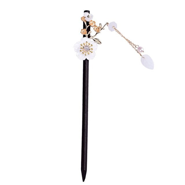 Miangastore Flower Hair Stick Ebony Dangle Tassel Hair Stick 1Pcs 7.1X1X1In