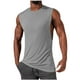 thumbnail image 2 of pstuiky Camiseta sin mangas para hombre, Camiseta deportiva de color liso de alta elasticidad para hombre, cuello redondo, sin mangas, para fitness y musculación. Chaleco de hombre l, 2 of 6