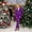 Purple, variant on Drtj Women's Christmas Santa Claus Printed 2-Piece Suit Set, Festive Blazer & Pants Outfit, 9 Colors for Holiday Celebrations