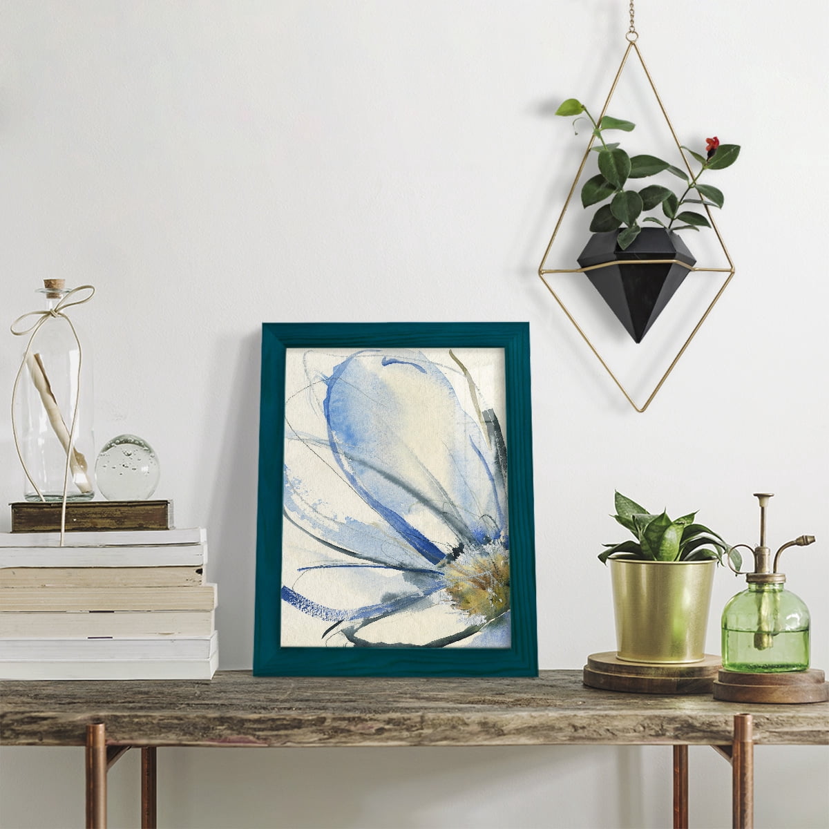 Cobalt & Paynes Petals I - Framed Print w/glass - Ocean Blue