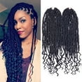 thumbnail image 3 of Benehair Goddess Locs Crochet Braids Boho Style Faux Locs Hair Extensions with Curly Ends Pre Looped Locs Synthetic for Women 16" Dark Black, 3 of 9