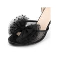thumbnail image 5 of BLISSFUL STEP Mesh Bow Ankle Strap Slingback Stiletto Heels Sandals for Women Black 11, 5 of 6
