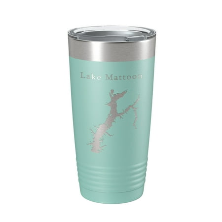 

Lake Mattoon Map Tumbler Travel Mug Insulated Laser Engraved Coffee Cup Illinois 20 oz Teal
