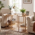 thumbnail image 4 of Gymax Side Table Set of 2 w/Storage Shelves Rectangular Tea Sofa Table Accent Table, 4 of 10
