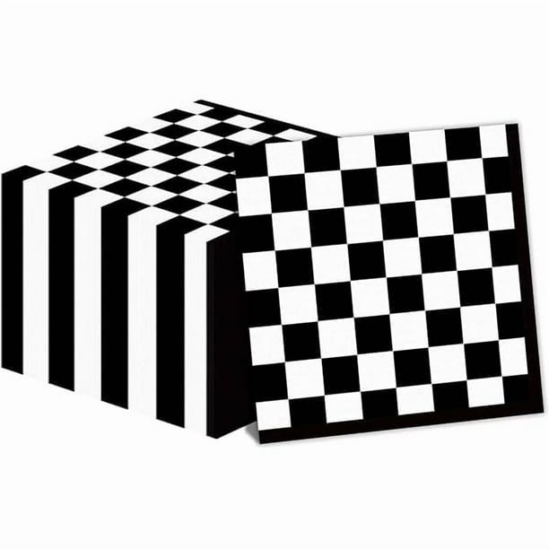WONIMA02 100 Pack Black and White Checkered Flag Party Napkins Disposable Race Car Birthday Party Supplies Racing Car Theme Party Paper Lunch Napkins for Baby Shower Kids Men Party Decorations Favors