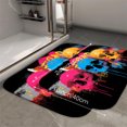 thumbnail image 5 of 1pc Three Colored Skulls Absorbent Non-Slip Bathroom Thickened Flannel Rug Decor,Soft,Quick Drying,Suitable For Indoor/outdoor Use,Bathrooms,Bedrooms,Kitchens,Terrace,Laundry Rooms,16"x24", 5 of 9