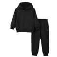 thumbnail image 2 of Kids Sweatsuit 2PC Long Sleeve Black Tracksuit Pullover Hoodie and Jogger Sweatpants Warm Fall Winter Clothes Girl Clothes Size 4-5 Years Boys Girls Fashion, 2 of 9