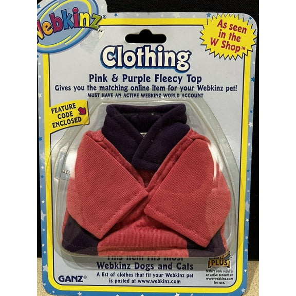 Webkinz - Clothing Pink & Purple Fleecy Top (NEW Sealed w/ Code Clothes Plush) (BONUS 1 FUN CHOPS)