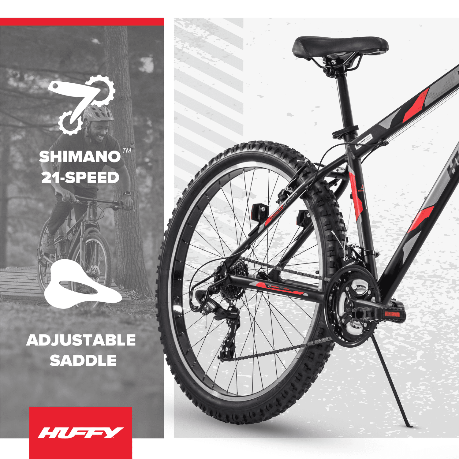 Huffy 27.5" Tekton Mountain Bike, Fits Riders 60"+, Gray, Adult, Men's