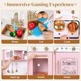 thumbnail image 4 of Wisairt Wooden Play Kitchen for Kids, Pretend Play Kitchen with Realistic Sounds & 17-Piece Accessory Set, Pink, Age 3+, 4 of 9