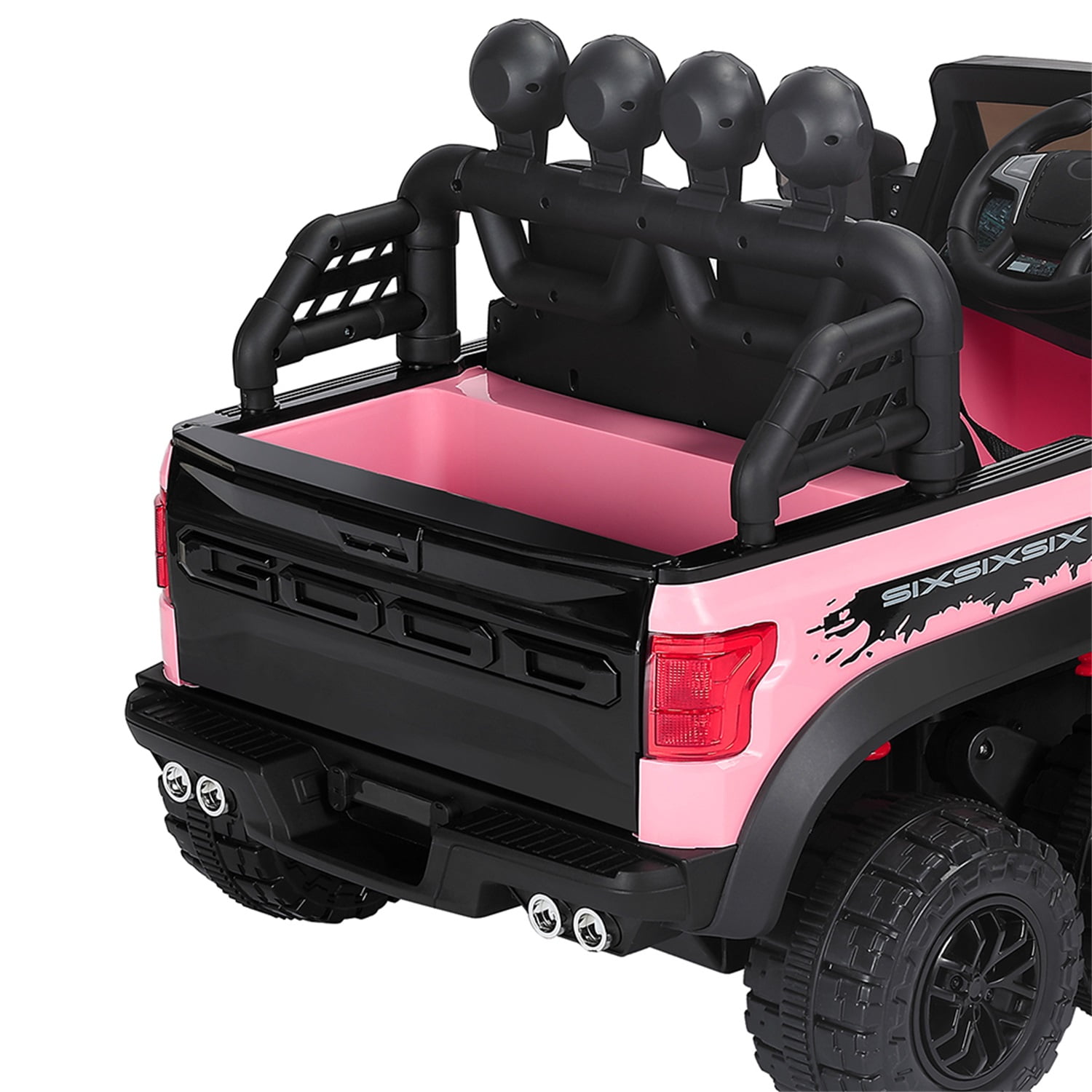 CIPACHO Kids 12V Ride On Truck, Battery Powered Toy Car w/Spring Suspension, Remote Control, 3 Speeds, LED Lights, Pink