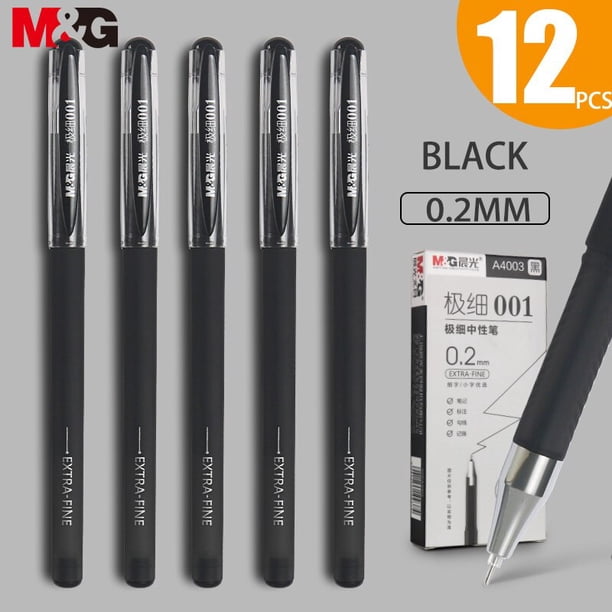 M & G-Bolígrafo de Gel de Punta ultrafina, 0,2 MM/0,28mm/0,35mm, recarga de tinta negra, azul y roja, material de papelería para escuela y oficina