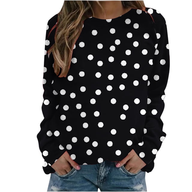 RKSTN Chandails à Manches Longues pour Femmes Mode à Imprimé Floral Décontracté Hauts à Manches Longues à Col Rond Coupe Ample Chandail Blouse