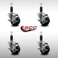 thumbnail image 2 of 3 Inch SS Hard Rubber Swivel 1-1/8 Inch Expanding Stem Caster Set with Brake SCC, 2 of 2