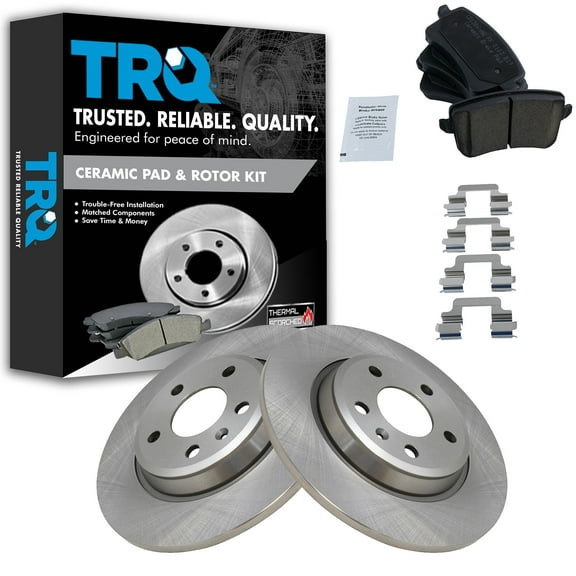 TRQ Rear Brake Pad & Rotor Kit Brake Pads Brake Rotor Ceramic Fits Select 2009-2016 Audi A4 A4 Quattro 2010-2014 A5 2008-2017 A5 Quattro 2013-2016 allroad 2009-2017 Q5 2012 S5