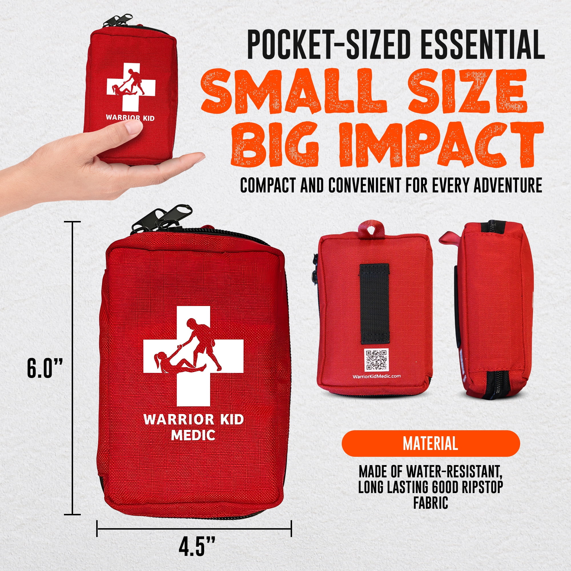 Warrior Kid Medic Med Kit – First Aid Kit with Triangular Bandage, Compact Emergency Essentials for Kids & Adults, Travel Ready