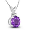 thumbnail image 3 of Genuine 1.25 Carat Natural 7mm  Round Shaped Amethyst with White Topaz Necklace In 925 Sterling Silver, 3 of 6