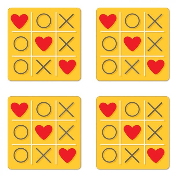 Download Love Coaster Set of 4, Tic-Tac-Toe Game with Xoxo Flat ...
