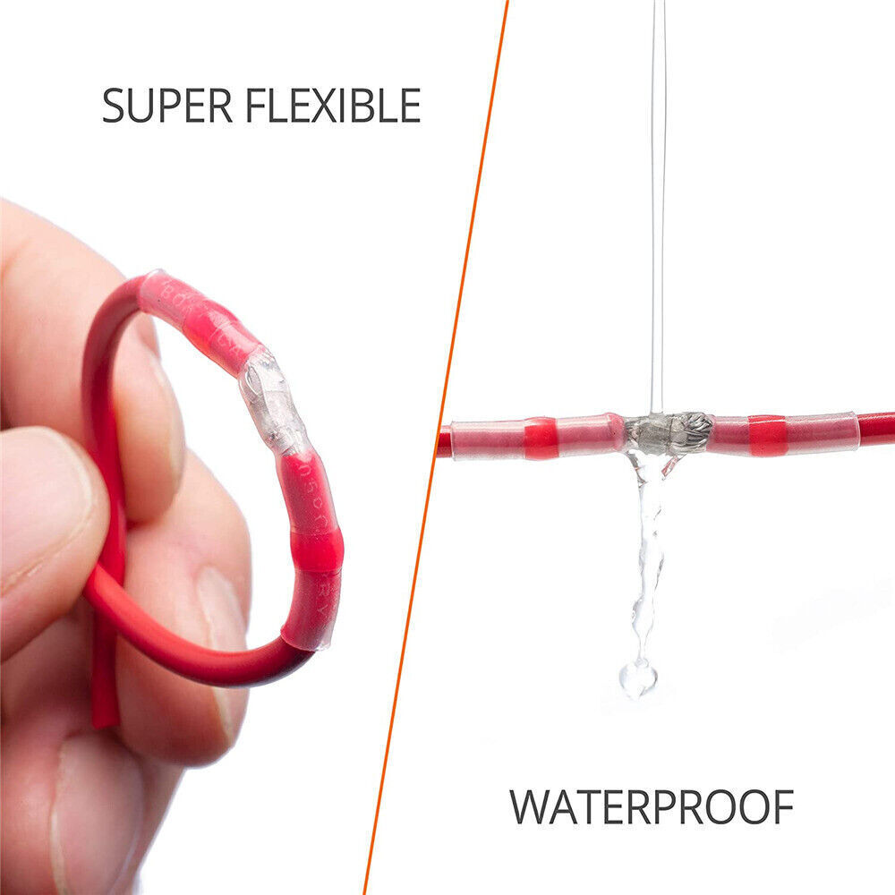 400x Waterproof Solder Seal Sleeve Heat Shrink Wire Connector Terminals Blue+Red