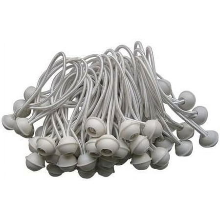 

100pc Ball Bungee Cords - White - National Standard Products (9 Inch Long)