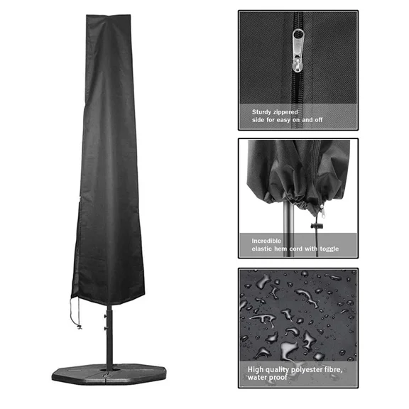 Outdoor Black Patio Umbrella Parasol Cover Garden Protective Waterproof Canopy