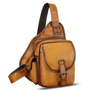 Genuine Leather Sling Bag Women Men Leather Sling Backpack Purse Crossbody Bag