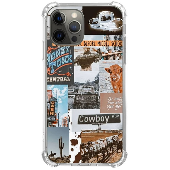 Cowboy Cowgirl Collage Case for iPhone 11 Pro,Aesthetic Art Design TPU Shock-proof Cover Case