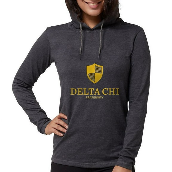 CafePress - Delta Chi Vertical Yellow Logo Long Sleeve T Shirt - Womens Hooded Shirt