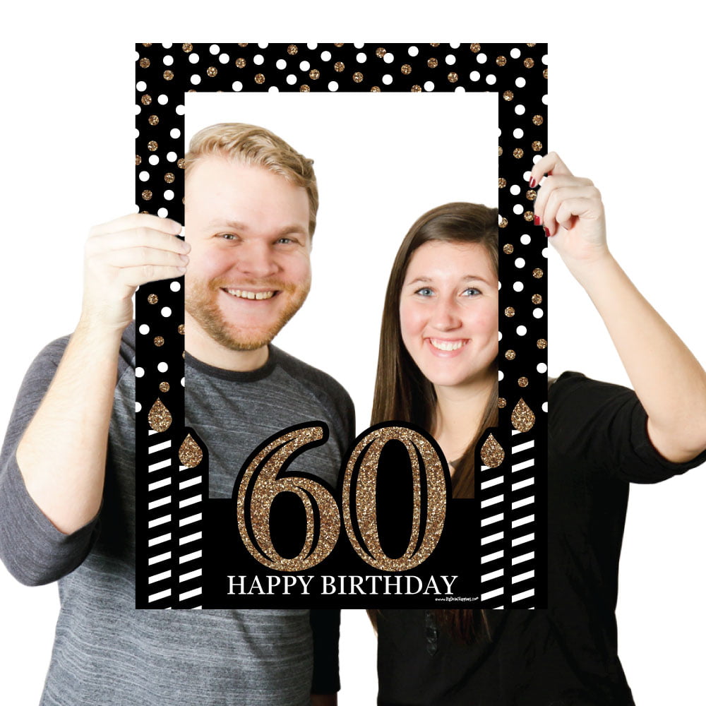Amosfun Birthday Selfie Photo Frame 60th Birthday Party Props 60th Birthday Supplies 