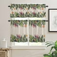 thumbnail image 2 of Palm Leaves Kitchen Curtain Set, Summer Botanical Tropical Plants Rustic Window Valance and Tiers 24" Length, Light Filtering Short Curtains Valance for Cafe Bathroom Bedroom 54"x18", 2 of 7