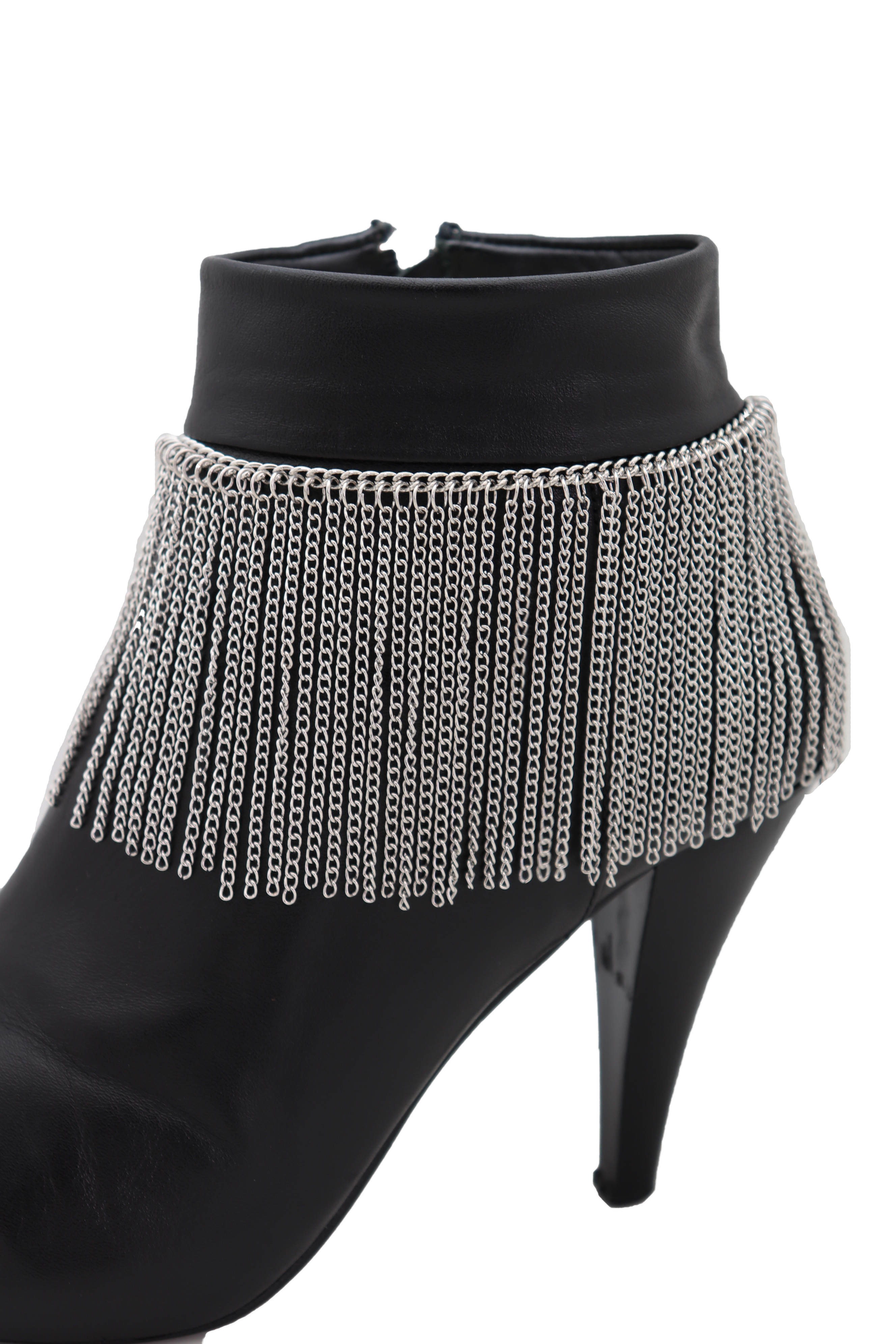 Women Silver Metal Chain Boot Bracelet Shoe Tassel Fringes Charm