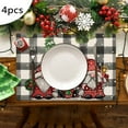 4PCS Christmas Placemat Cotton Linen Tablecloth Thermal Mat Kitchen