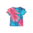 thumbnail image 3 of Abcomgle Girls Tshirts 7-8 Years Old Crewneck Hawaiian Palm Tree Print Tshirts Toddler Double Layer Ruffle Short Sleeve Toddler Girls T-Shirts Summer Cute Cotton Tops, 3 of 5