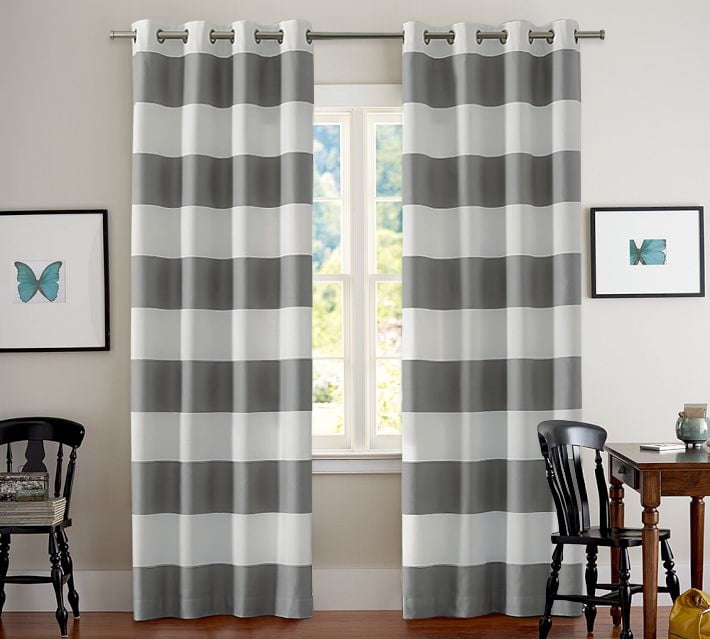 Blackout Thermal Insulated Curtains Striped For Living Room Noise