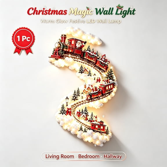 Christmas Magic Wall Light, Warm Glow Festive LED Wall Lamp, Easy‑Install Holiday Wall Decoration for Living Room Bedroom Indoor Xmas Home Decor