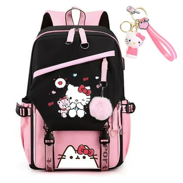 Hello Kitty Backpack,Pink Hello Kitty  Backpack Cute Mini Hello Kitty  Cartoon Bag 3D Fluffy Backpack
