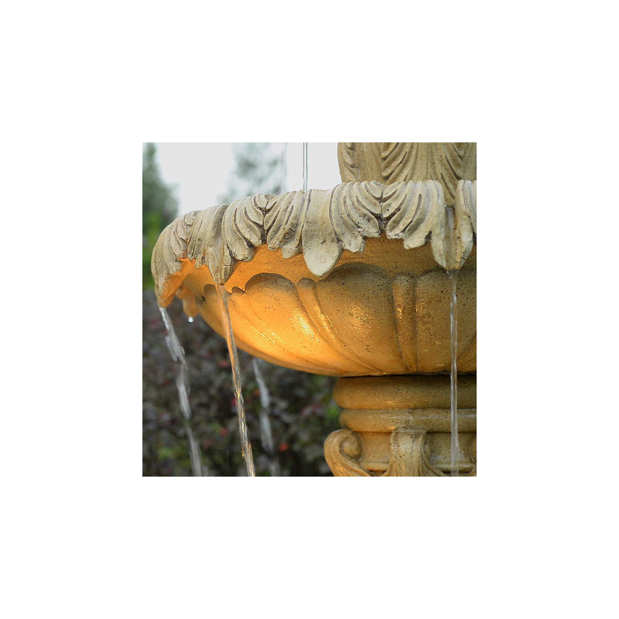 Ibiza 62" High Large Italian Outdoor Decor Sand Stone Floor Fountain with Light LED 3-Tier Outside Garden Patio