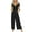 Black, variant on Spring Savings Clearance Lindreshi Jumpsuits for Women Casual Women's Fashionable V-neck Button Cut Open Back Casual Short Sleeved Jumpsuit