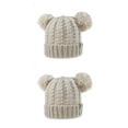 thumbnail image 4 of Sonducket Sombrero Pompones esponjosos Bolas Diseño de doble capa Sombrero Buena retención de calor Gran elasticidad Gorras para niños Beige Type2 NO2, 4 of 6