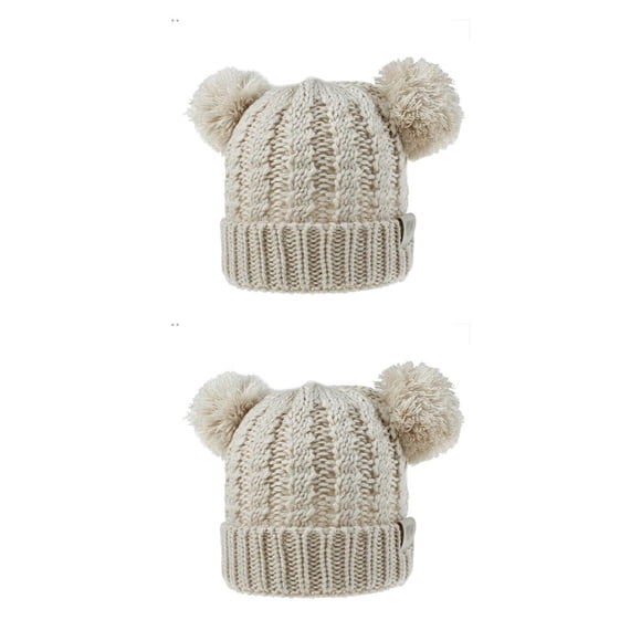 Qarigey Sombrero Pompones esponjosos Bolas Diseño de doble capa Sombrero Buena retención de calor Gran elasticidad Gorras para niños Beige Type2 NO2