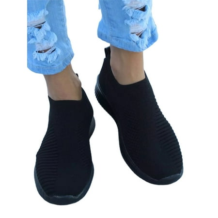 

Zodanni Ladies Flats Low Top Loafers Slip On Walking Shoes Women Comfort Shoe Sports Breathable Round Toe Sock Sneaker Black 11