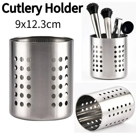 Large Kitchen Utensil Caddy Stainless Steel Cooking Tools Holder(S 9X12.3Cm)