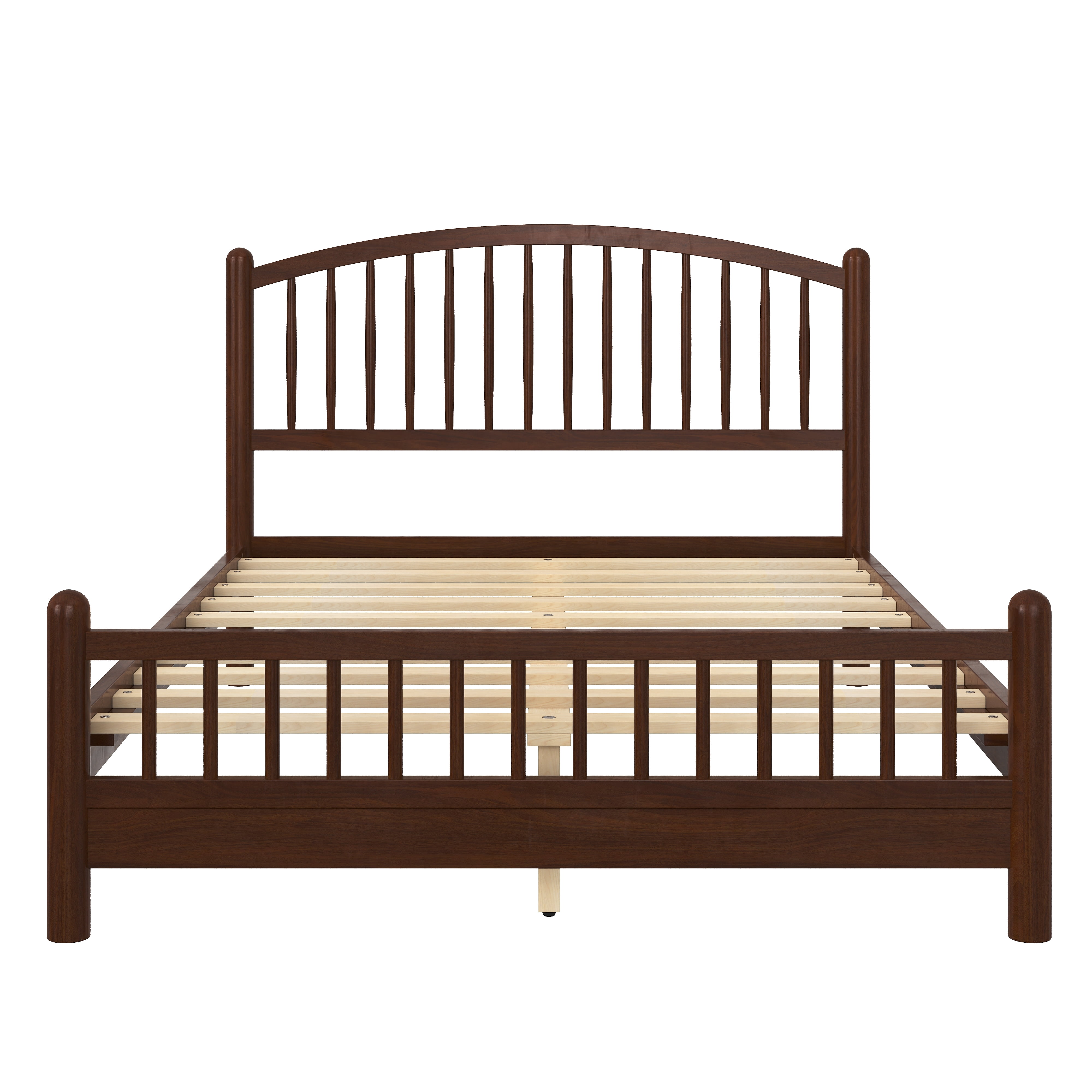 Euroco Queen Size Wood Platform Bed with Arched Headboard, No Box Spring Needed, Espresso
