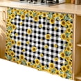 thumbnail image 2 of Yellow Sunflower Cabinet Curtain 35"Wx35"L,Dustproof Under Sink Skirt with Self Adhesive Tape,Summer Bee Floral Black White Plaid Cabinet Curtain Cover for Kitchen Sink,Bathroom Vanity,Laundry Room, 2 of 9