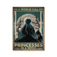 thumbnail image 1 of Carteles de Halloween Retro de gato negro de los años 80 en un mundo lleno de princesa Be A Witch, pintura en lienzo, arte de pared Vintage, decoración del hogar para habitación, 1 of 4