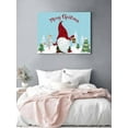 thumbnail image 3 of Red Christmas Dwarfs Canvas Print Wall Art Merry Christmas Trees Snowing Light Blue Pictures Painting Morden Artwork for Living Room Bedroom, Ready to Hang - 12"x16", 3 of 6