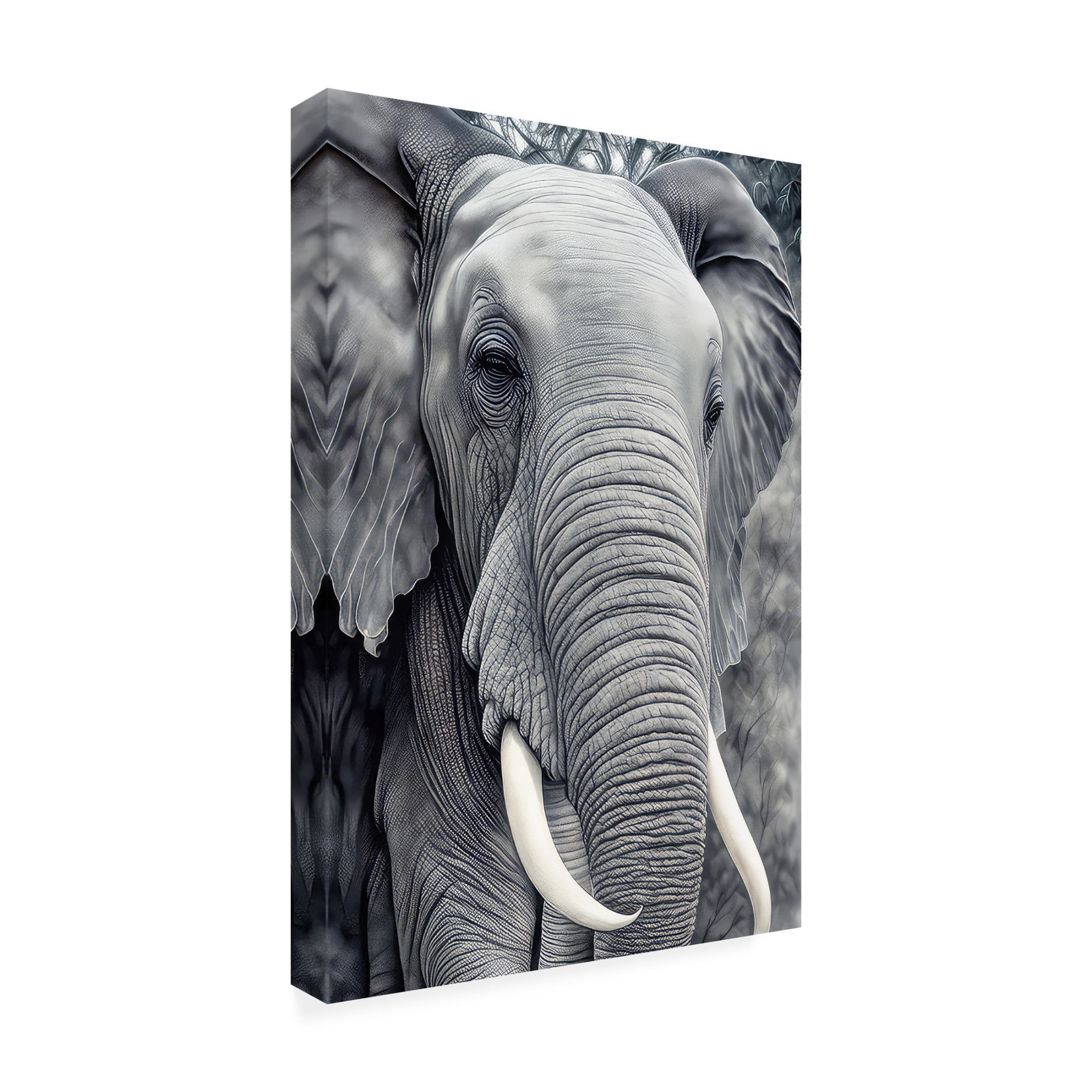 Canvas Wall Art - FootePrint Art 'African Elephant 1' Wall Art for Living Room, Bedroom, or Office Décor by Trademark Fine Art - 16 x 24 Inches