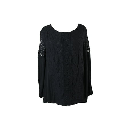 Styleco - Style & Co Black Lace Peasant Top S - Walmart.com